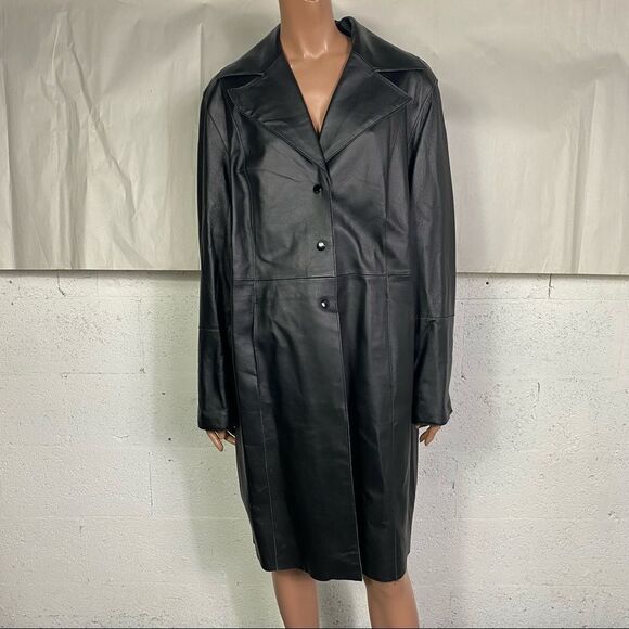 Venezia Jeans Black Genuine Leather Jacket 18/20 - Picture 3 of 7